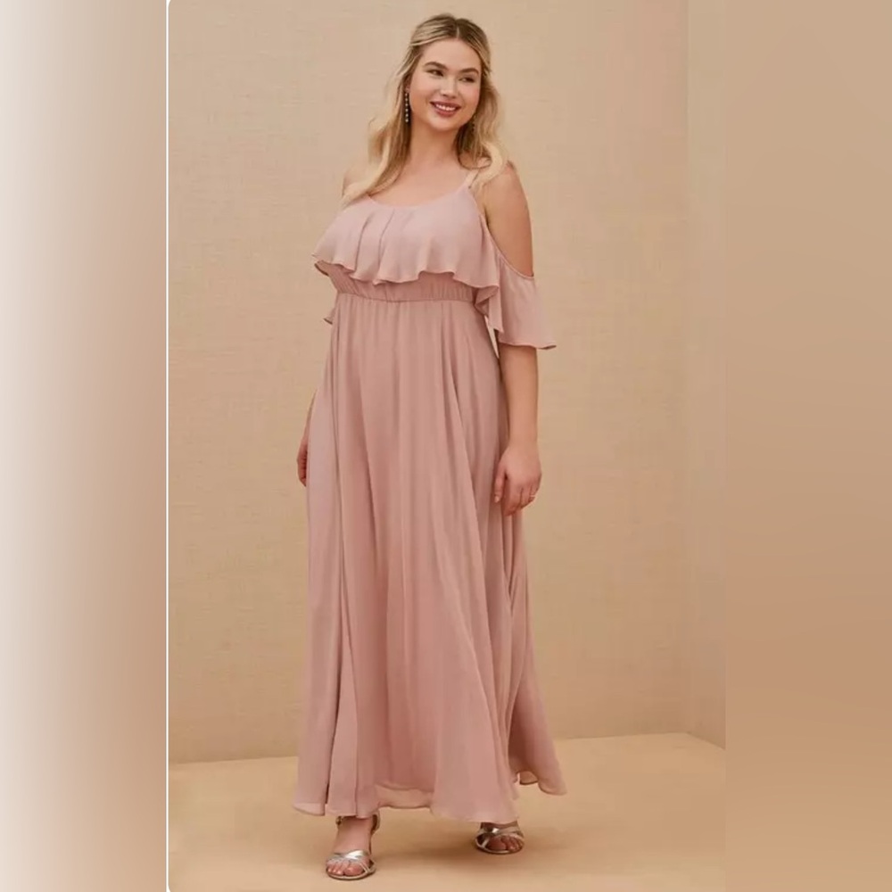 Size 24 Torrid Blush Pink Chiffon Maxi Dress